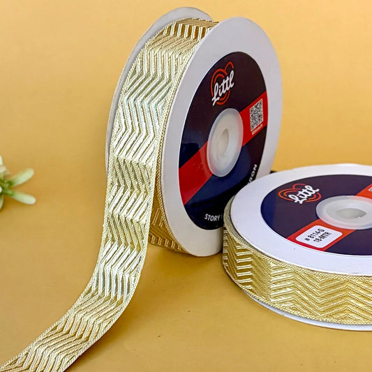 ribbon-Gold-Red Metallic Ribbon 1 Inch 18M Festive Diwali Christmas Wedding-Littl Ribbons