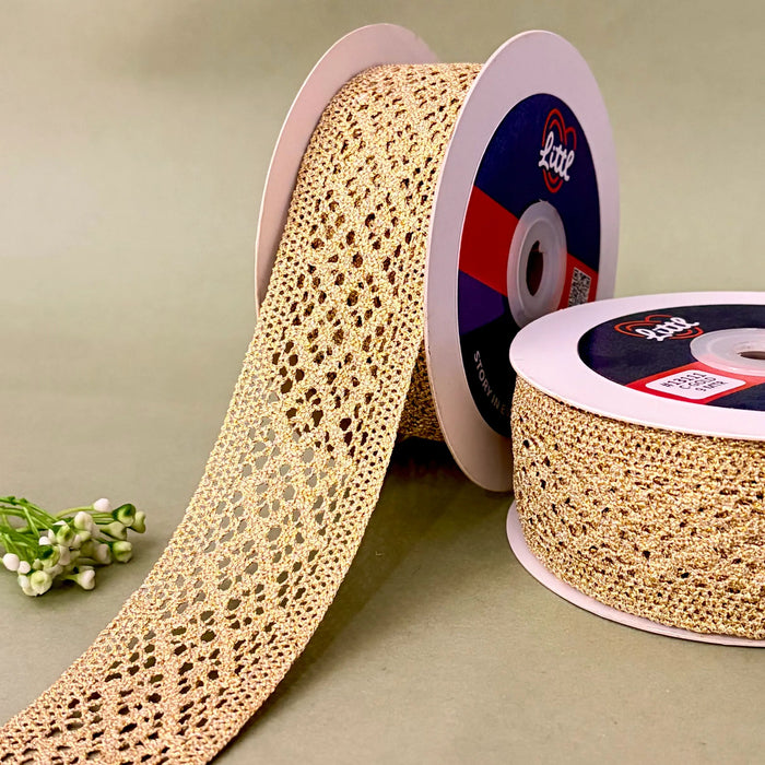 Gold Lattice Wide – Gold Metallic Lace, 45 mm