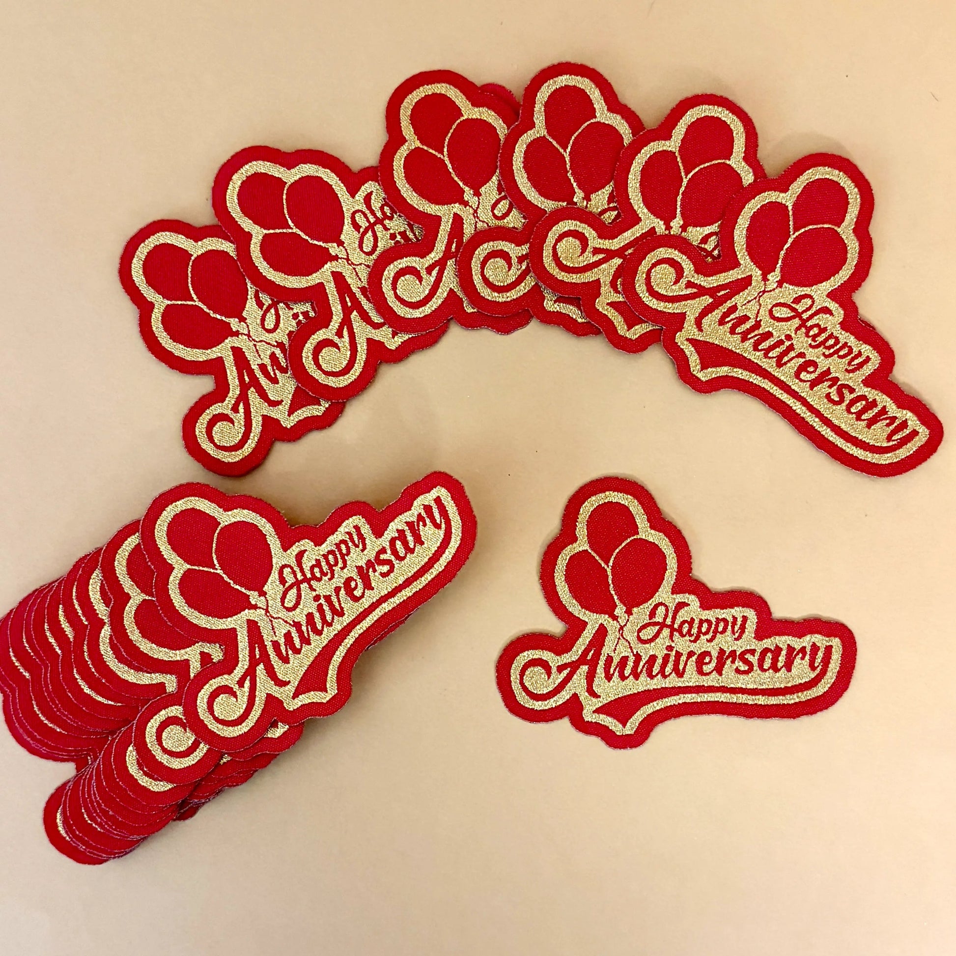 --Woven "Happy Anniversary" Iron-On Patch for Gifting-Littl