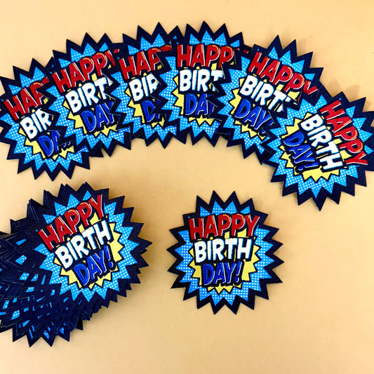 --Woven "Happy Birthday" Iron-On Patch for Gifting-Littl