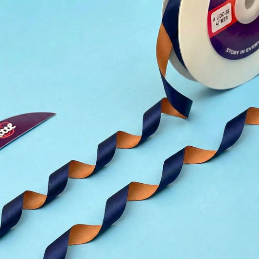 12mm-THE CELESTIAL BRONZE - Navy Blue & Copper Dual Tone Ribbon   Littl