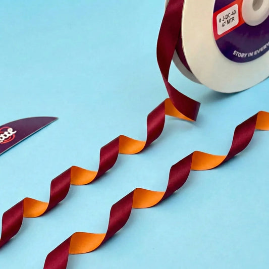 12mm-THE MARIGOLD DUSK - Tangerine & Burgundy Dual Tone Ribbon   Littl