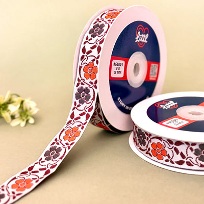 Gulabi Bagh Woven Gift Ribbon 25mm - Green by Littl India