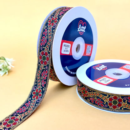 Ribbon-Saree Lace Border 1 Inch 18m Floral Satin Weave 61051-Littl