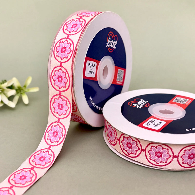 Mandala Circle Woven Gift Ribbon 25mm