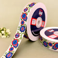Surajmukhi Folk Woven Gift Ribbon 25mm - Red by Littl India