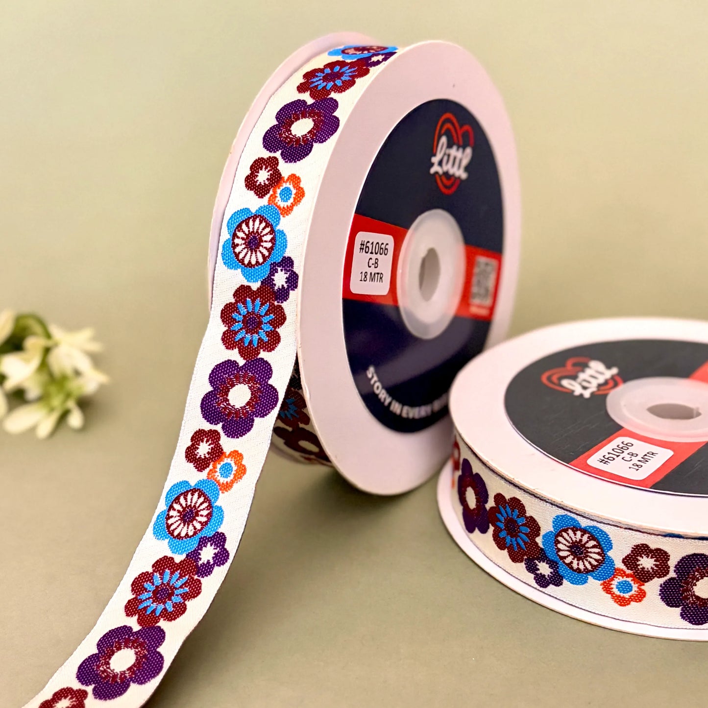 ribbon-lace border 1 inch satin weave multiple colors suits garments 61066-littl