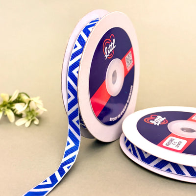 Lehri Zigzag Woven Ribbon 15mm - Blue by Littl India