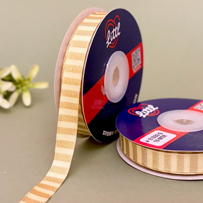 Dhara Stripe Woven Ribbon 15mm - Lilac by Littl India