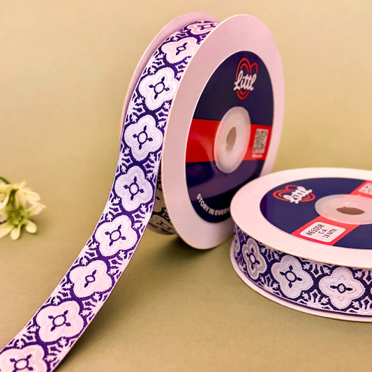 Ribbon-Saree Lace Border 1 Inch 18m Celtic Satin Weave Ribbon 61058-Littl