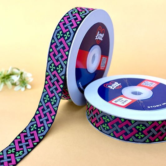 Ribbon-Saree Lace Border 1 Inch 18m Celtic Satin Weave Ribbon 61063-Littl