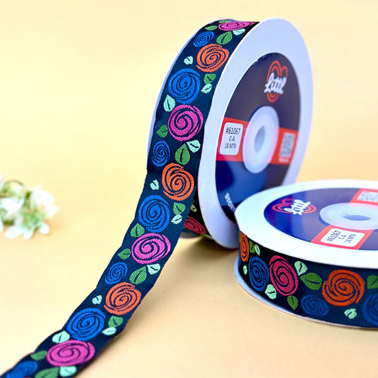 Ribbon-Saree Lace Border 1 Inch 18m Floral Satin Weave Quality Gift 61067-Littl