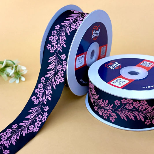 Ribbon-Saree Lace Border 1.5 Inch 18m Black Satin Weave Ribbon 61070-Littl