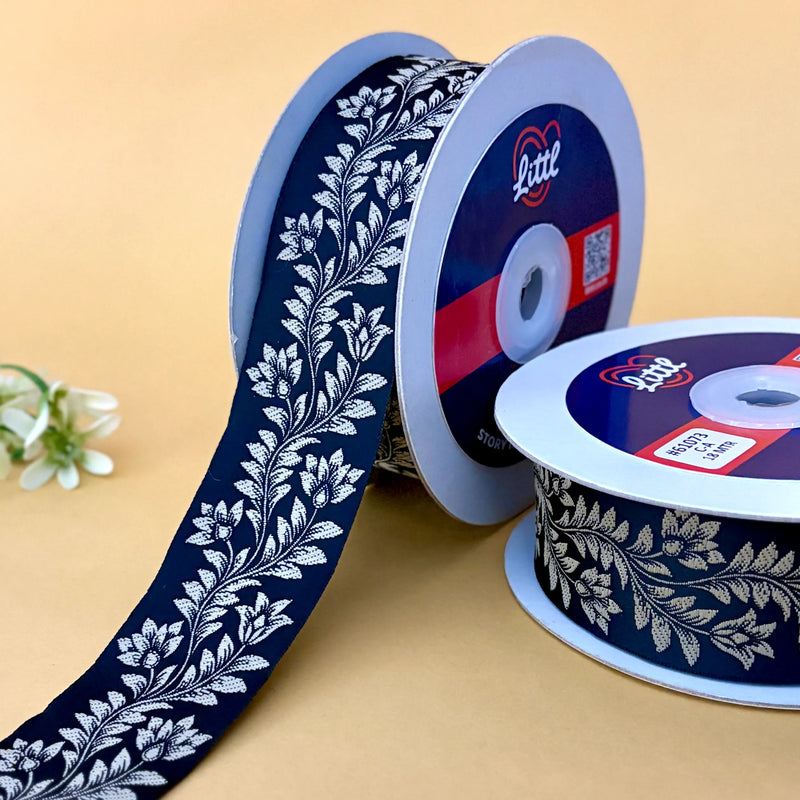 Indigo Blossom Saree Lace Border 38mm - Navy by Littl India