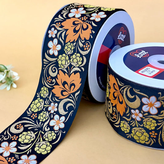 Ribbon-Saree Lace Border 2.5 Inch 18m Floral Satin Weave Garment 61075-Littl