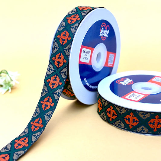 Ribbon-Saree Lace Border 1 Inch 18m Celtic Satin Weave Ribbon 61062-Littl