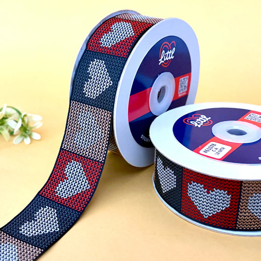 Ribbon-Saree Lace Border 1.5 Inch 18m Black Chain Stitch Satin Weave 61078-Littl