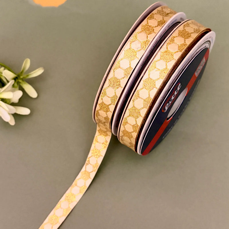 Phool Dot Woven Ribbon 15mm - Aqua by Littl India