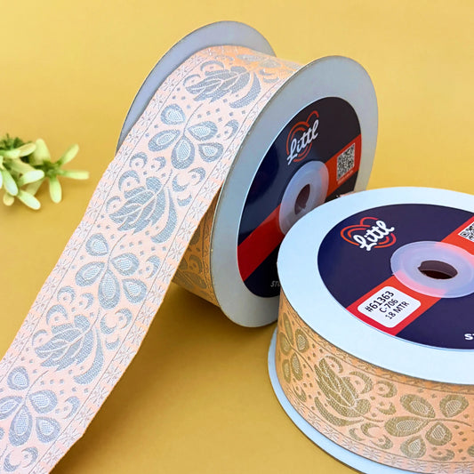 Ribbon-Saree Lace Border 2 Inch 18m Floral Satin Weave Ribbon 61363-Littl