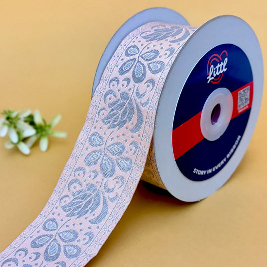 Ribbon-Saree Lace Border 2 Inch 18m Floral Satin Weave Ribbon 61363-Littl