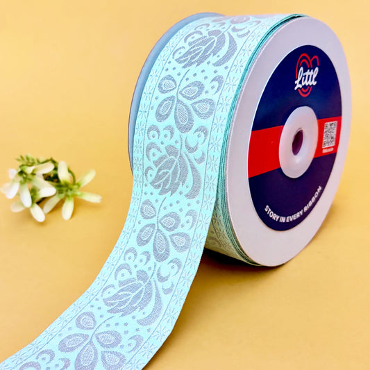 Ribbon-Saree Lace Border 2 Inch 18m Floral Satin Weave Ribbon 61363-Littl