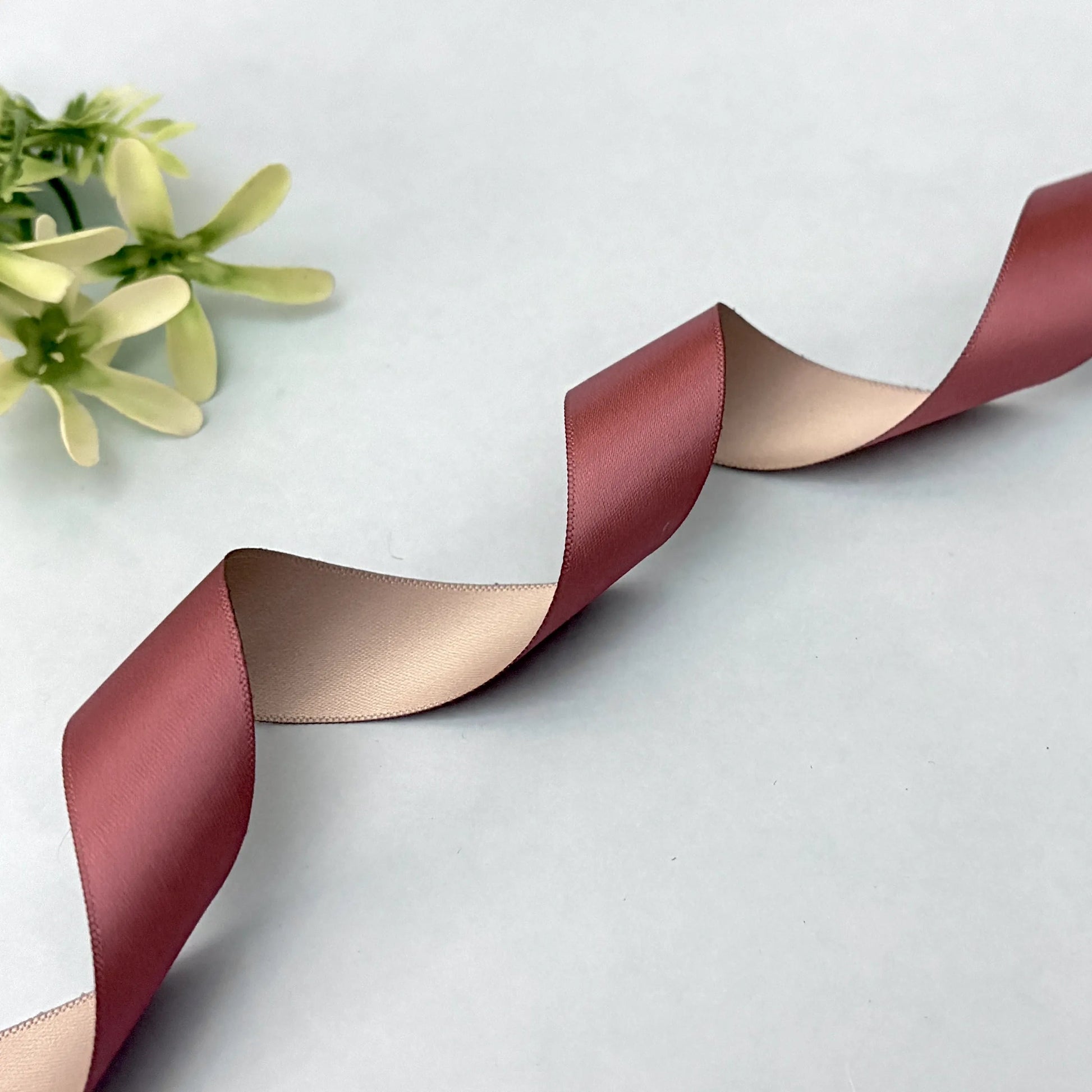 Ribbon--Satin Ribbon - Rose Gold & Beige-Littl Ribbons