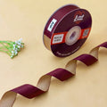 THE RAJWADI SILK - Dark Maroon & Beige Dual Tone Ribbon 20mm - 20mm reversible satin ribbon by Littl India
