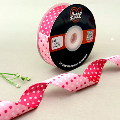 Dual Tone Polka Dot Satin Ribbon – Hot Pink & Baby Pink | 20mm | 19m | KPD04   Littl