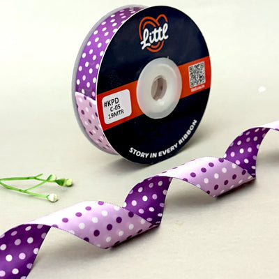 Dual Tone Polka Dot Satin Ribbon – Purple & Lavender | 20mm | 19m | KPD05   Littl