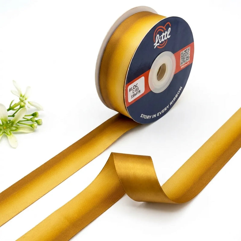 The Harvest Glow — Ombré Satin Ribbon | Mustard to Cream | 25mm | 19m | LOC03   Littl