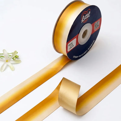The Bridal Glow — Ombré Satin Ribbon | Ivory to Gold | 25mm | 19m | LOC14   Littl