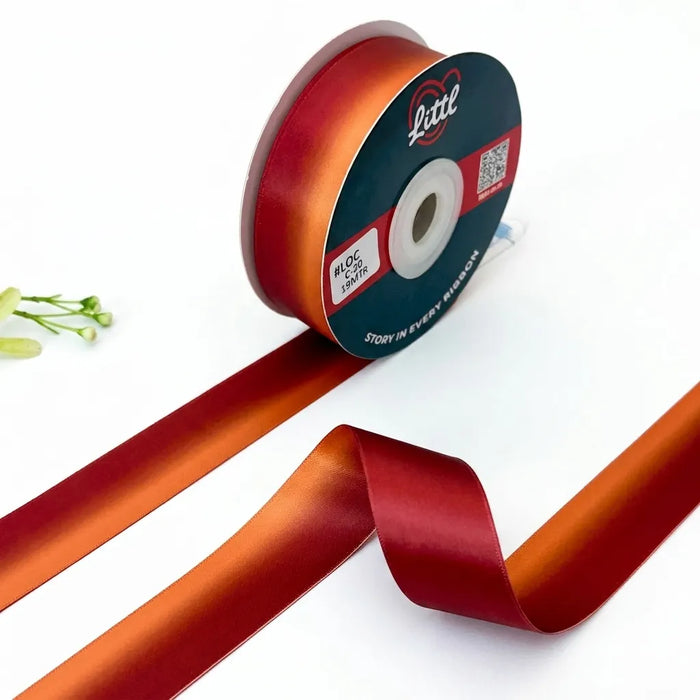 The Velvet Ember – Maroon to Copper Ombré Dual Tone Ribbon, 25 mm