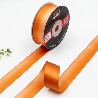 The Saffron Sand ombre satin ribbon Saffron to Sandalwood gradient 25mm gifting ribbon for Haldi and puja gifting by Littl