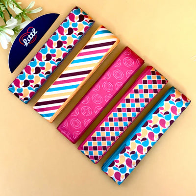 Printed Satin Ribbon Combo Set  Assorted Designs | 5 Pc X— 5 Metres (25m Total) | Bulk Gift Wrapping Ribbons- LRP-12   Littl