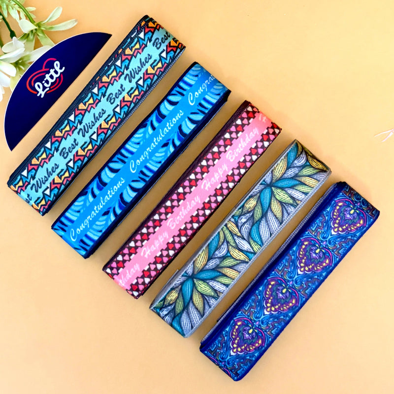 Printed Satin Ribbon Combo Set – Assorted Designs | 5 Pcs × 5 Metres (25m Total) | Bulk Gift Wrapping Ribbons- LRP-14   Littl