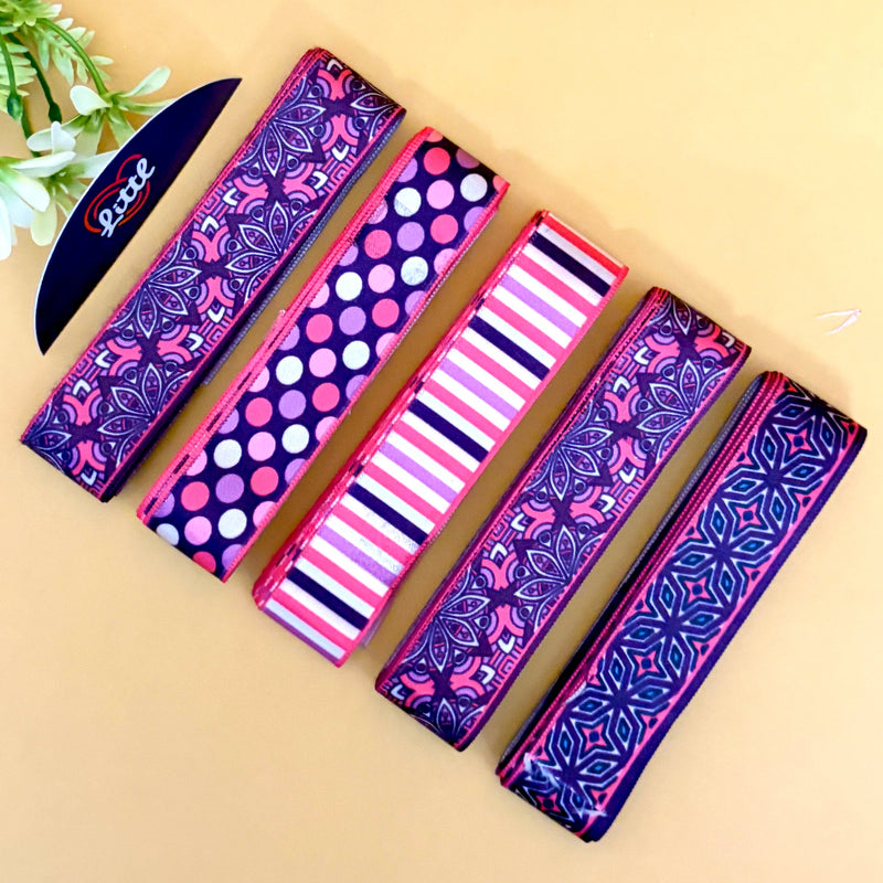Printed Satin Ribbon Combo Set – Assorted Designs | 5 Pcs × 5 Metres (25m Total) | Bulk Gift Wrapping Ribbons- LRP-17   Littl