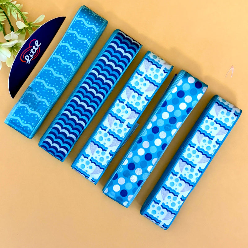 Printed Satin Ribbon Combo Set – Assorted Designs | 5 Pcs × 5 Metres (25m Total) | Bulk Gift Wrapping Ribbons- LRP-19   Littl