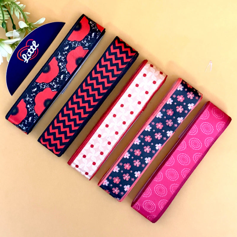 Printed Satin Ribbon Combo Set – Assorted Designs | 5 Pcs × 5 Metres (25m Total) | Bulk Gift Wrapping Ribbons- LRP-21   Littl