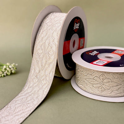 Littl German metallic jacquard ribbon, premium heavy military-style braid, 1.5 inch wide