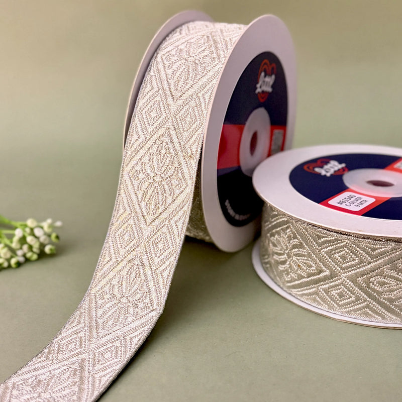 German Metallic Jacquard Ribbon – Premium Heavy Military-Style Braid | 1.5″ Wide | 18m Pack | 61539-41   Littl