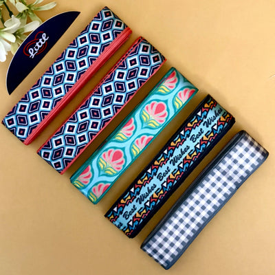 Littl Printed Satin Ribbon Combo Set – Assorted Designs | 5 Pcs × 5 Metres (25m Total) | Bulk Gift Wrapping Ribbons- LRP-10   Littl