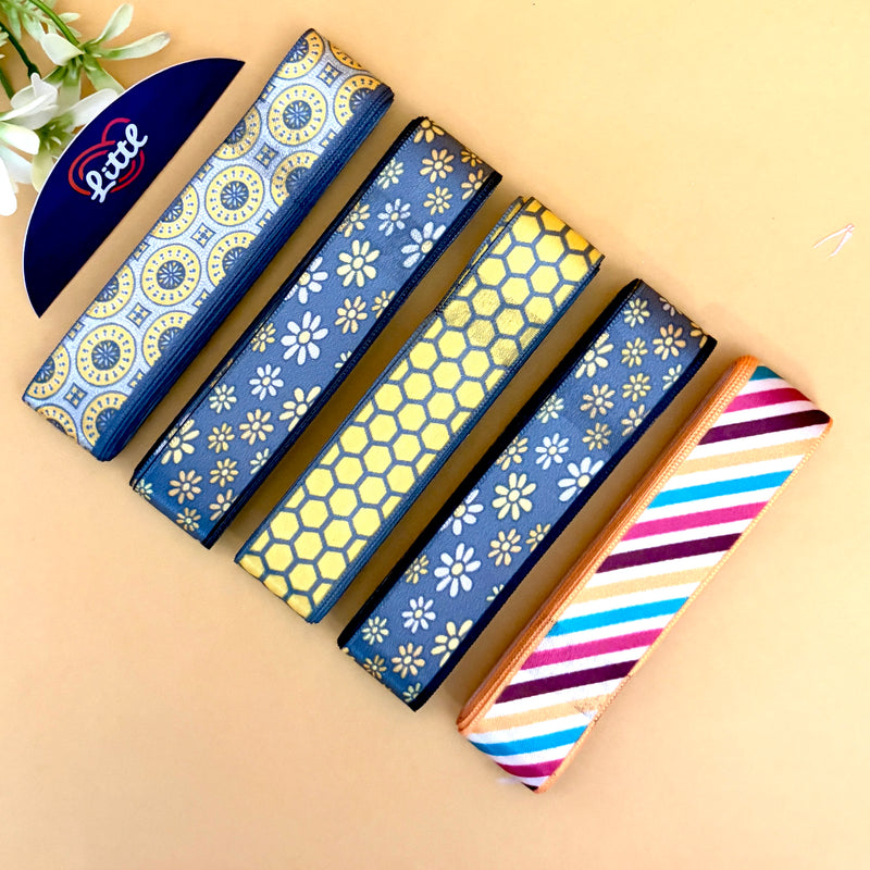 Littl Printed Satin Ribbon Combo Set – Assorted Designs | 5 Pcs × 5 Metres (25m Total) | Bulk Gift Wrapping Ribbons- LRP-11   Littl