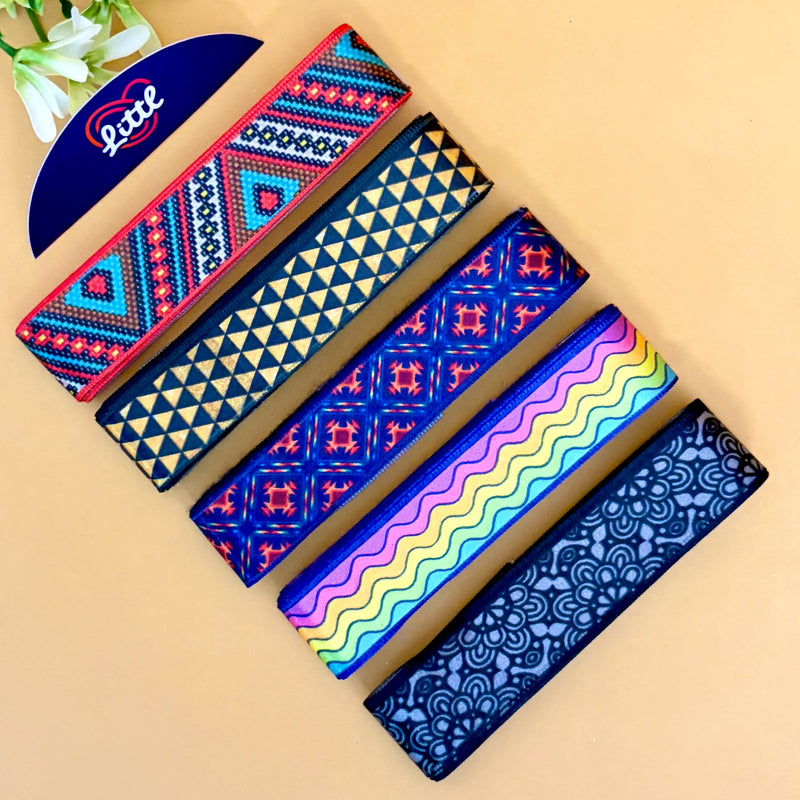 Littl Printed Satin Ribbon Combo Set – Multicolor Ethnic & Modern Designs | 5 Pcs × 5 Metres (25m Total) | Gift Wrapping Ribbons | #LRP-3   Littl