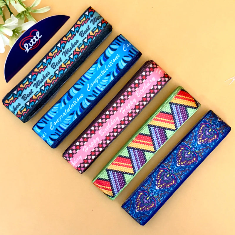 Littl Printed Satin Ribbon Combo Set – Assorted Designs | 5 Pcs × 5 Metres (25m Total) | Bulk Gift Wrapping Ribbons- LRP-9   Littl