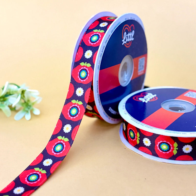 Dot Circle Printed Ribbon 20mm - 20mm printed ribbon by Littl India