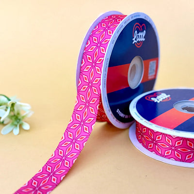 Pink Bandana Printed Ribbon 20mm - 20mm printed ribbon by Littl India