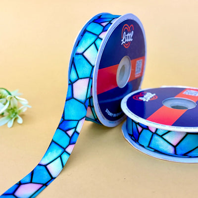 Mandala Circle Printed Ribbon 20mm - 20mm printed ribbon by Littl India