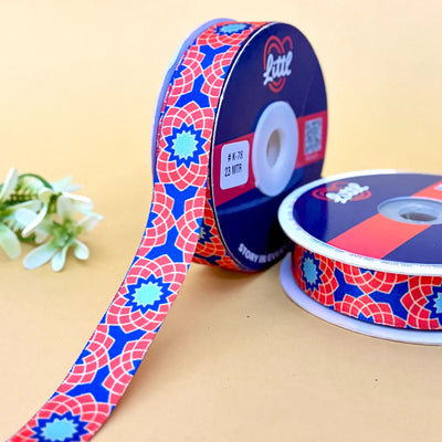 Moroccan Star Printed Ribbon 20mm - 20mm printed ribbon by Littl India