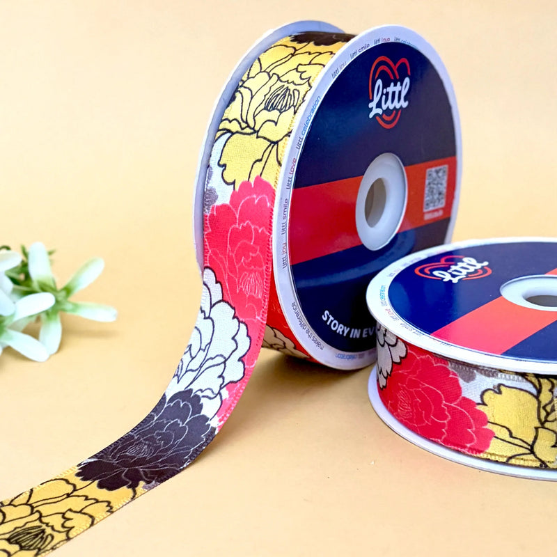 -Multicolor Satin Ribbon 25mm 23m Pack Single Face Gift Wrapping-Littl