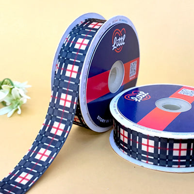 Red Floral Printed Ribbon 25mm - 25mm printed ribbon by Littl India